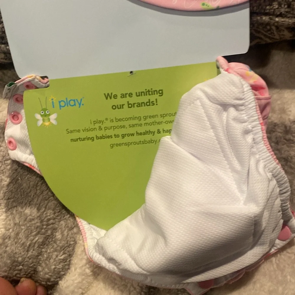 NWT I play by Green Sprouts 2 pc Tankini w/ Snap Reusable Swim Diaper Size 6M